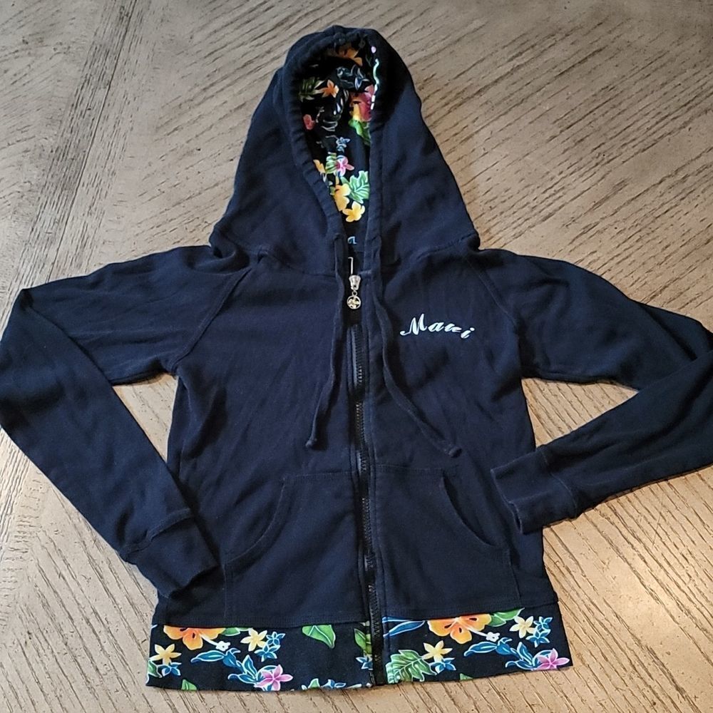 Maui size small hooded floral jacket